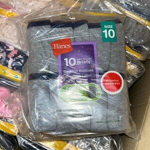 Hanes Girls’ Tagless Briefs – LOT 77 - 240 pcs – 24 packs (10 ea) – Sz 10 - NEW